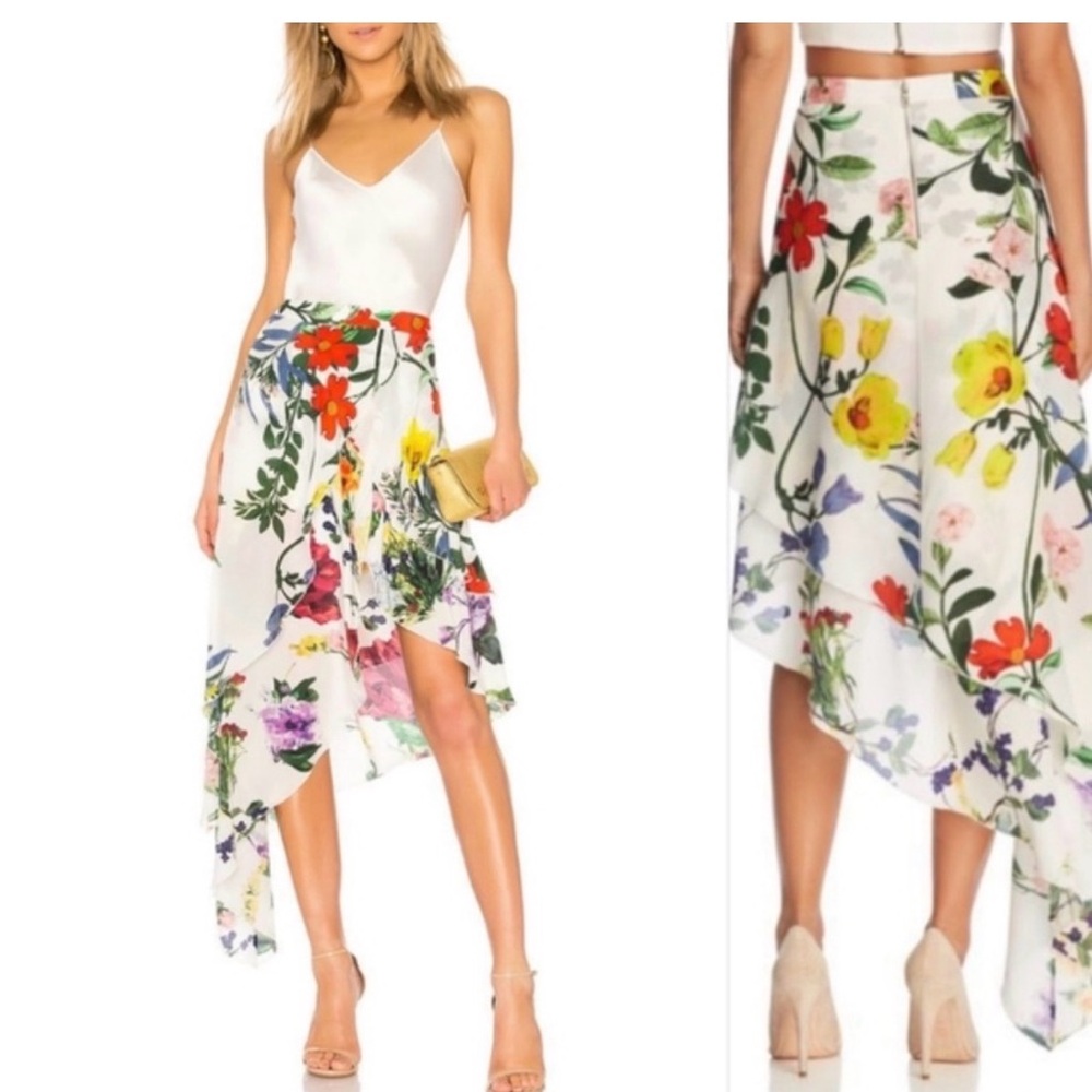 Alice + Olivia Floral Asymmetrical Skirt